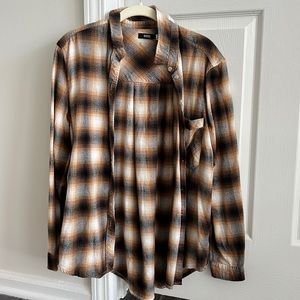 Urban outfitters yellow, white and black flannel